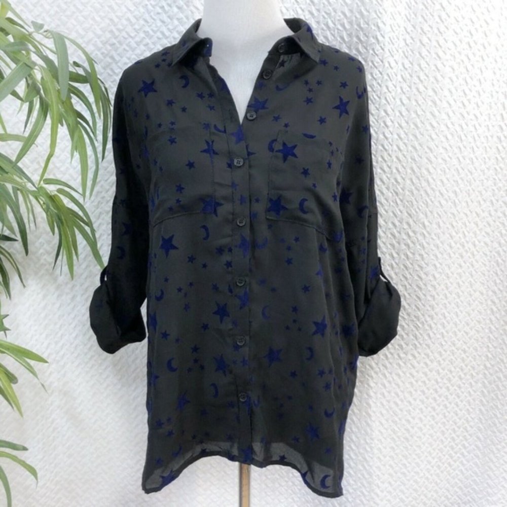 Jak & Rae Chiffon Blouse With Velvet Moon & Stars